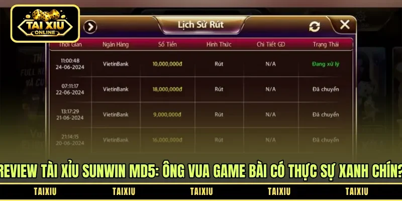 Review Tài Xỉu Sunwin MD5: Ông Vua Game Bài Có Thực Sự Xanh Chín?